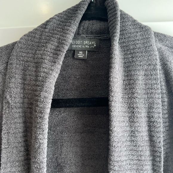 BAREFOOT DREAMS CozyChic Drape Rib Cardigan Ultra Lite Carbon Gray - Picture 3 of 16